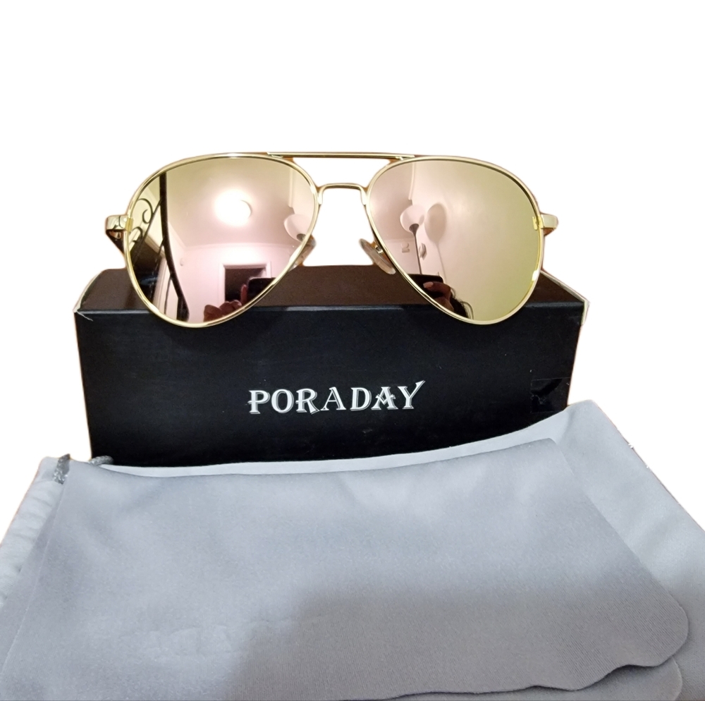 Polarized Aviator Sunglasses for Men Women Metal Frame 100% UV400 Protection Len